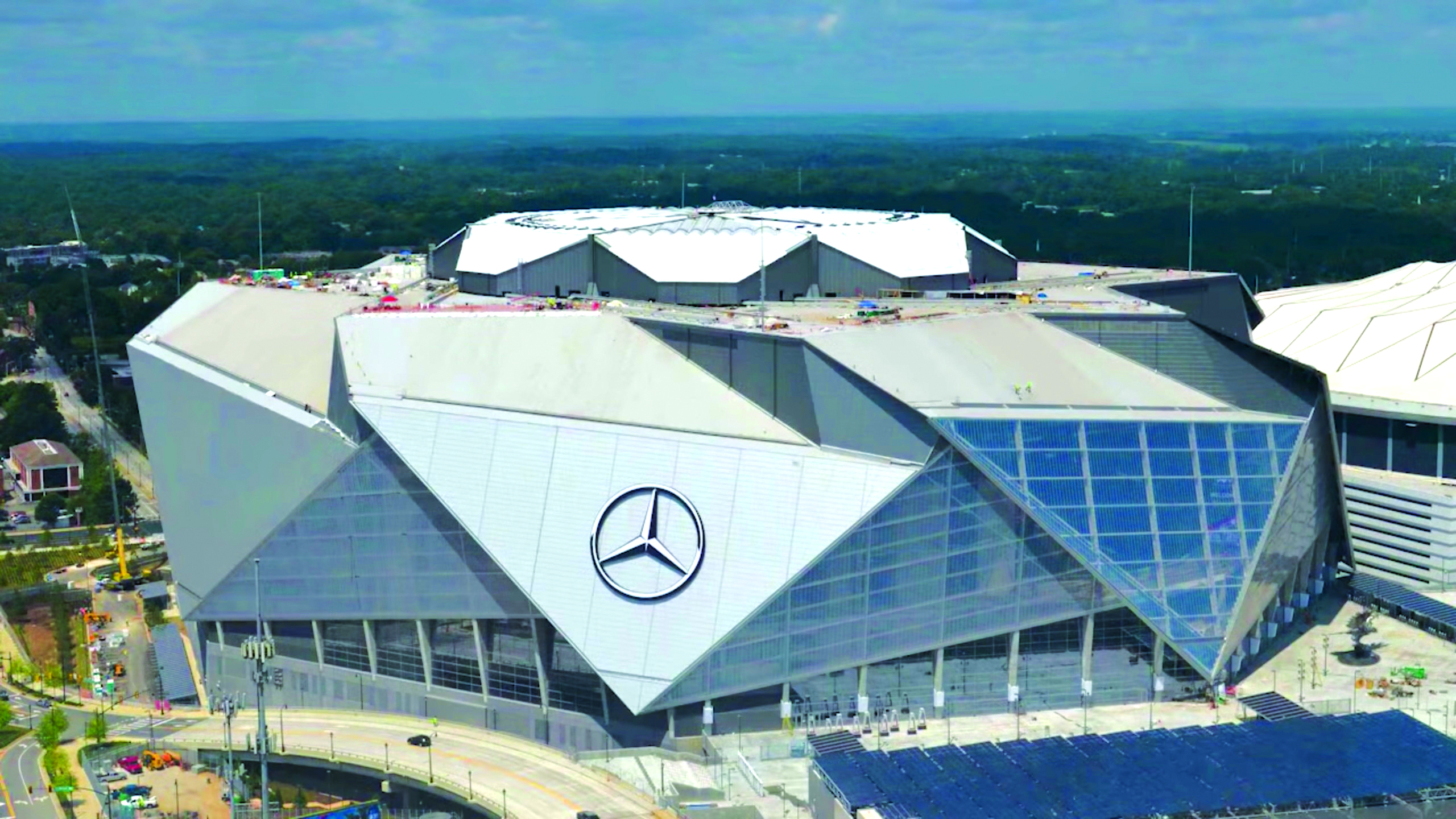 Mercedes-Benz Stadium original photograph; existing template shade and photo frame retained