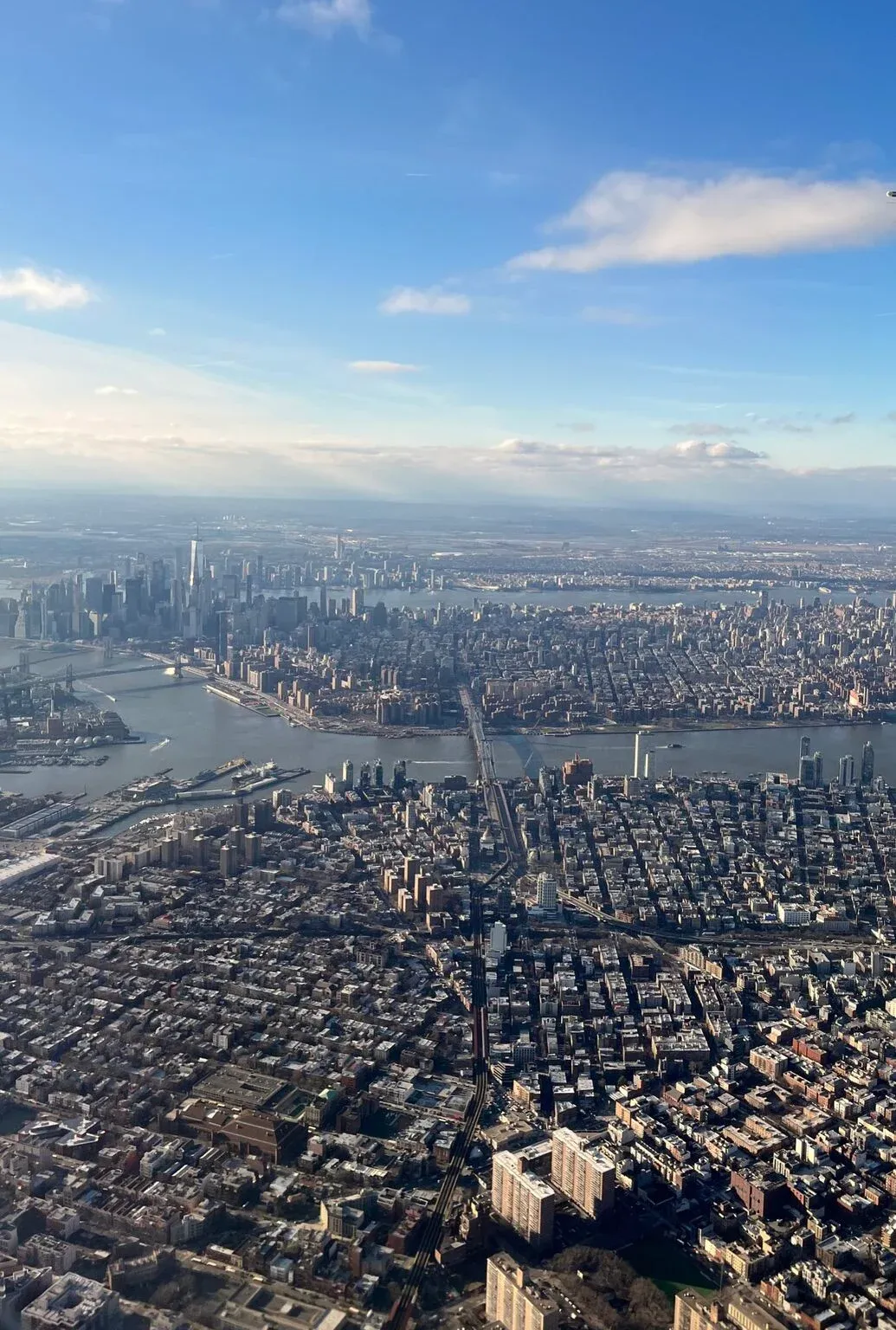 Aerial view of a city from an airplane