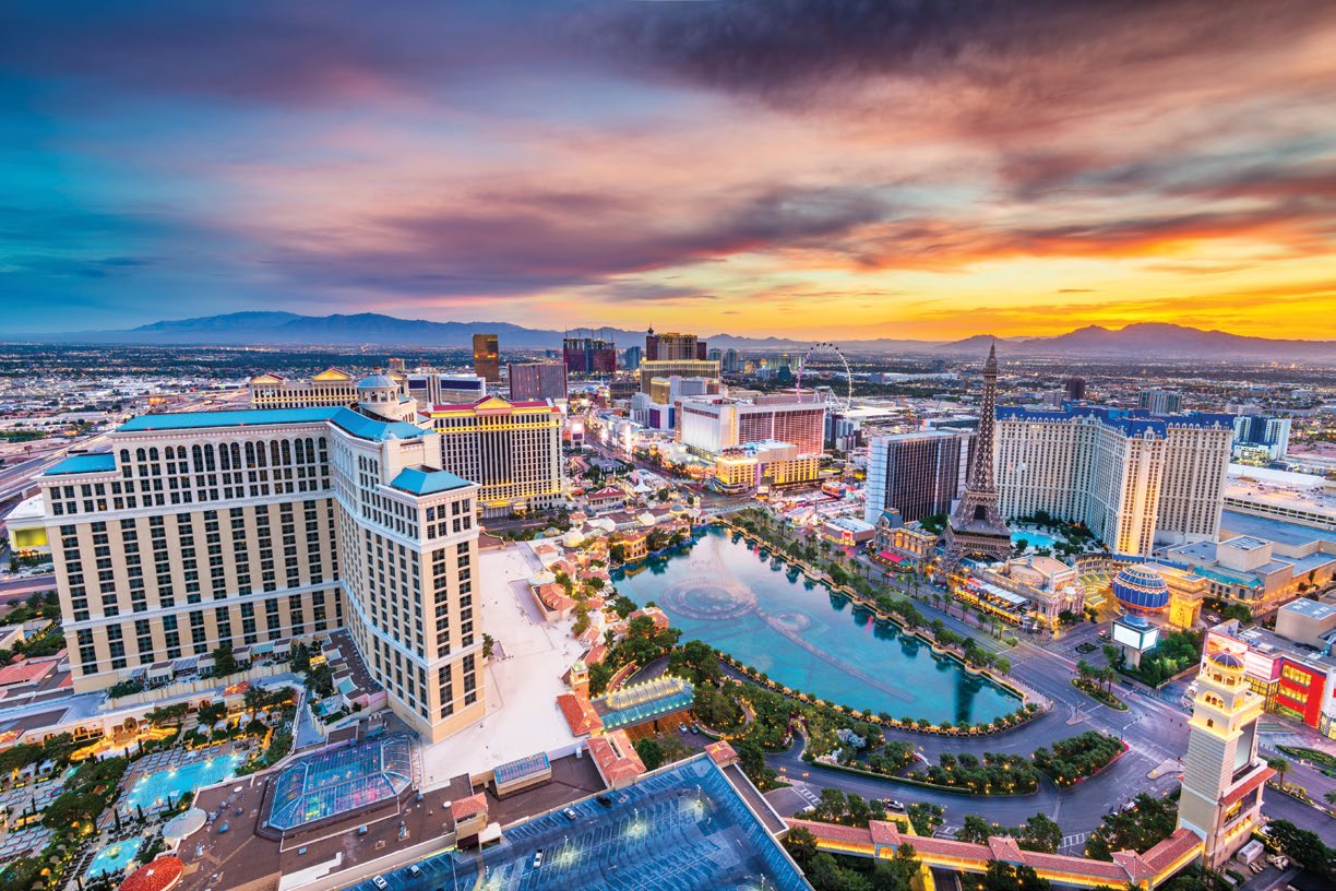 Las Vegas skyline, the host city for the Las Vegas Grand Prix