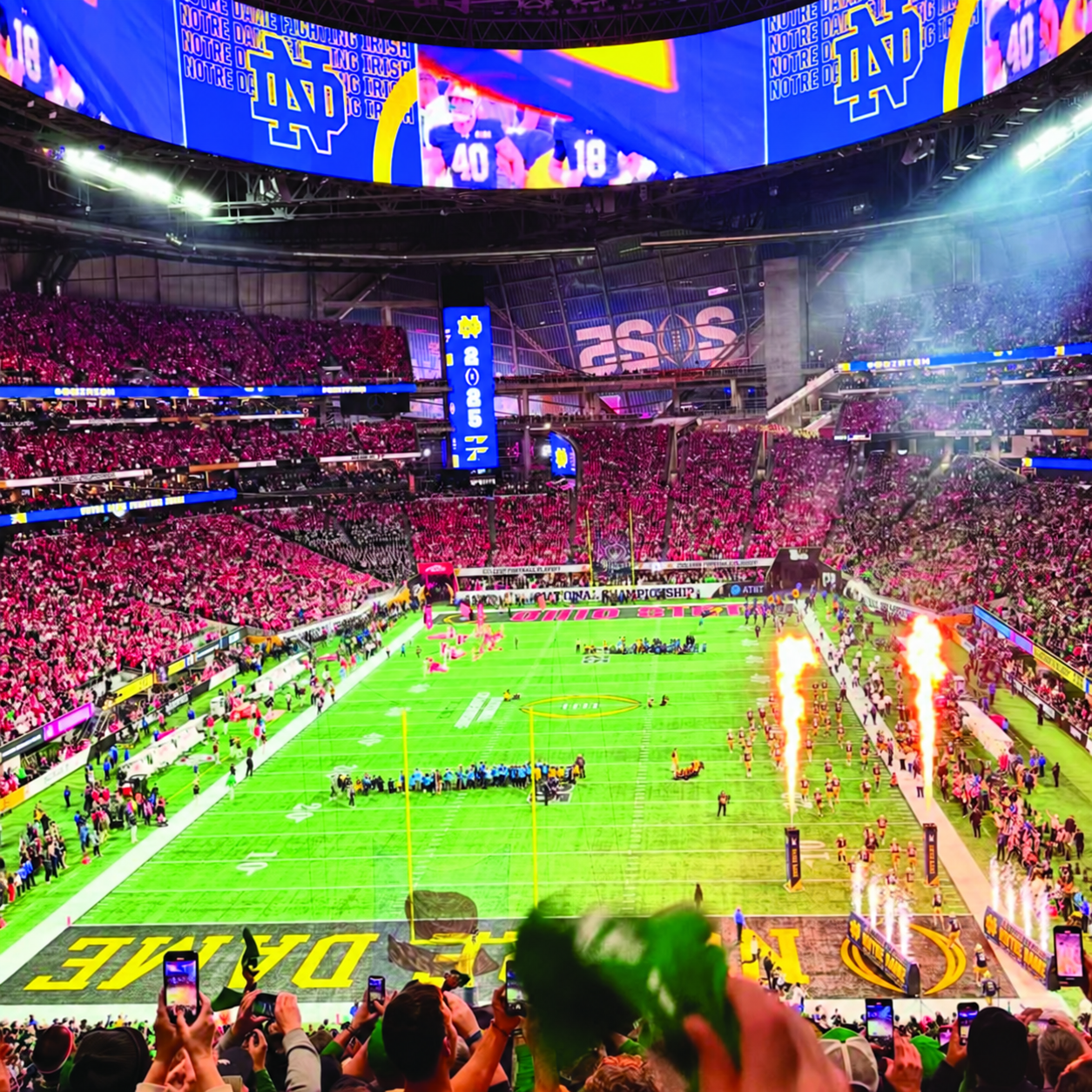 Past college-football championship atmosphere; Michael-supplied 2025 photograph with stadium signage removed