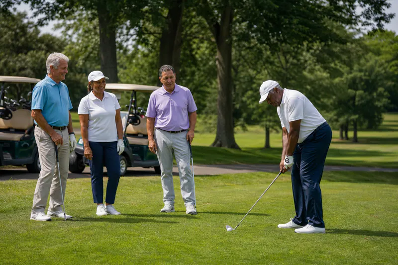 A hosted group sharing a round of golf